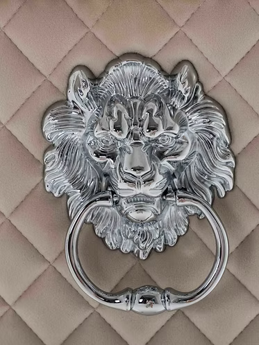 Dining Chair EC 002 Chrome Legs Lion Head Design Velvet Material