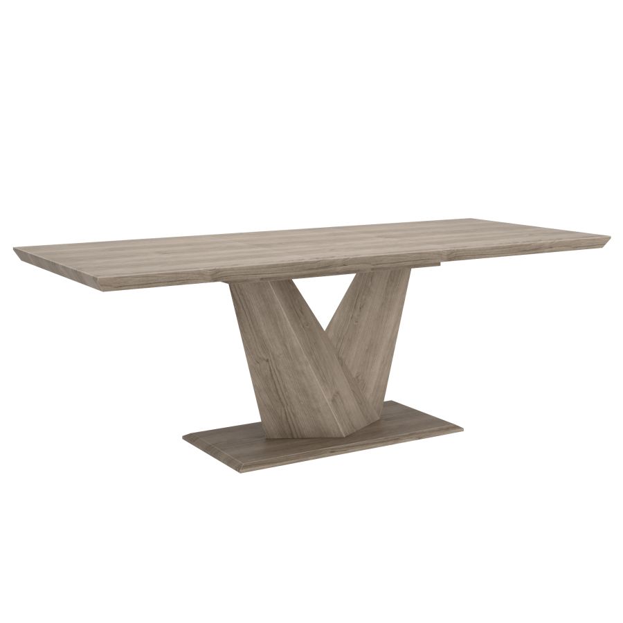 Modern Washed Oak Pvc Dining Table with Automatic Return Swivel Seat
