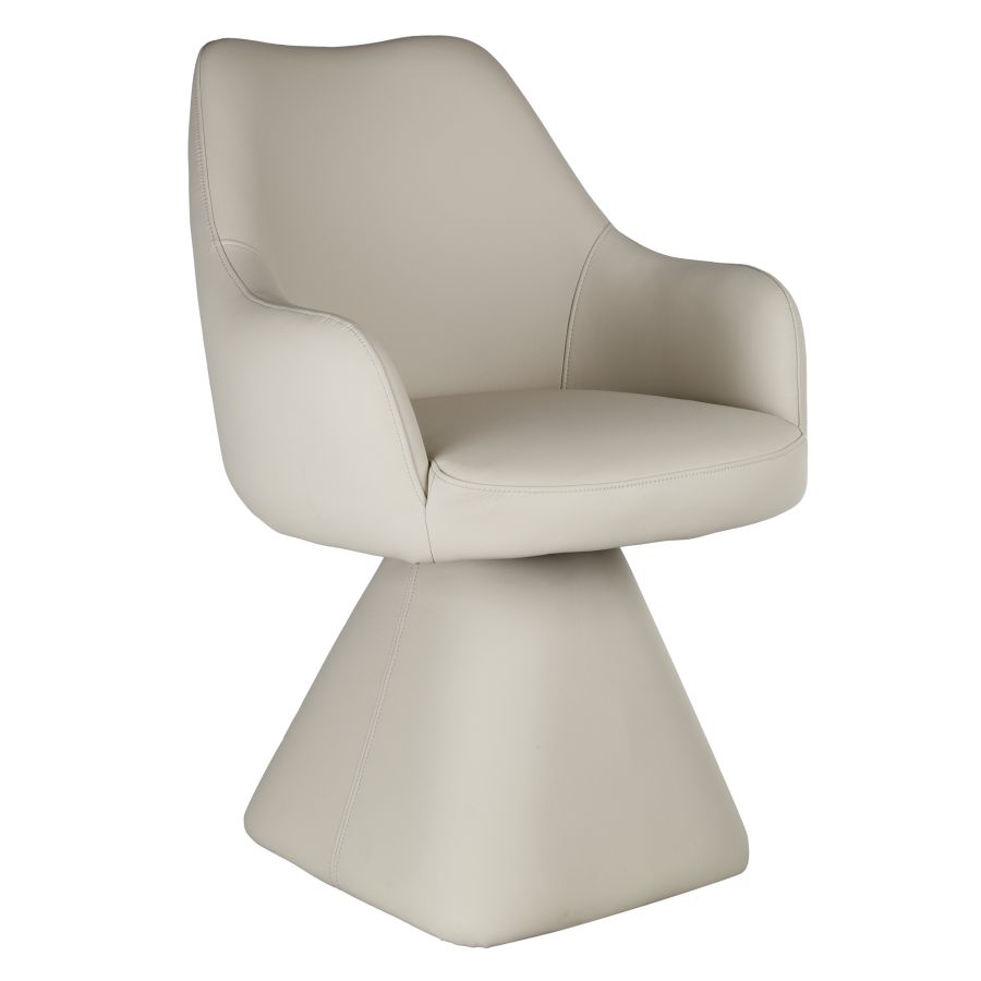 Modern Washed Oak Pvc Dining Table with Automatic Return Swivel Seat