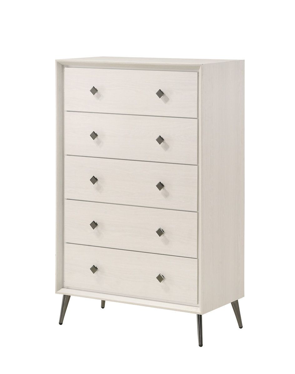 Ella Bedroom SET 5Pc LED Wood and Velvet Headboard Finish EB-Ella