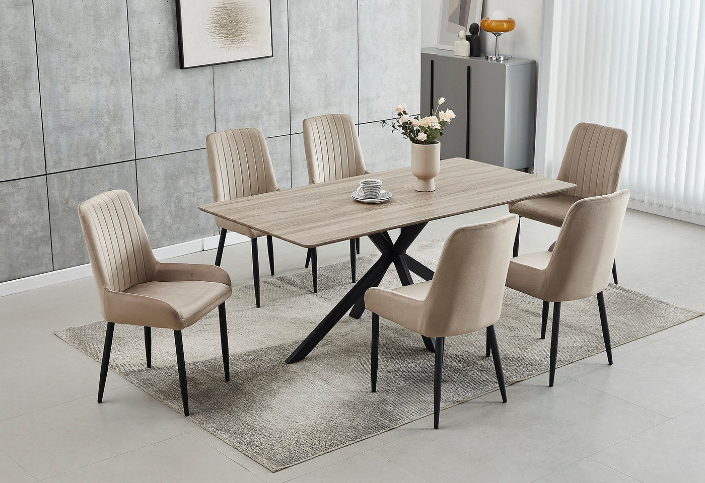 Dining Table Set Wood Top Metal Legs ET-1510/EC-1511