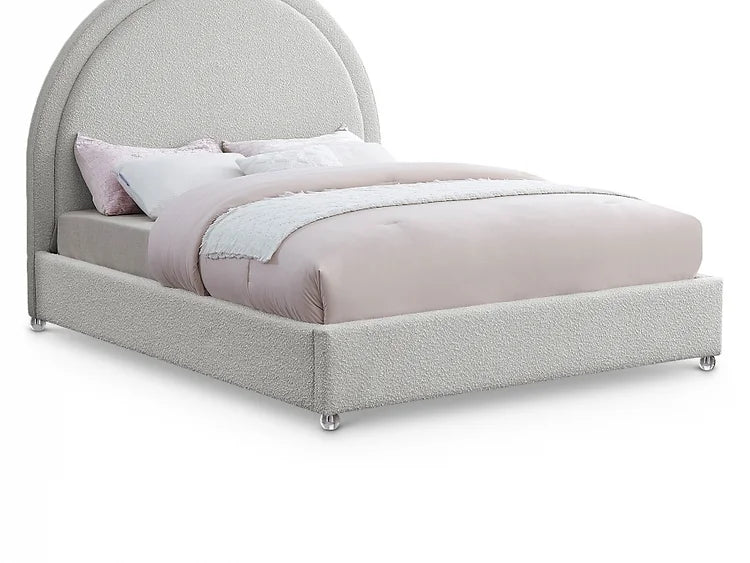Modern Contemporary Platform Bed Boucle Fabric