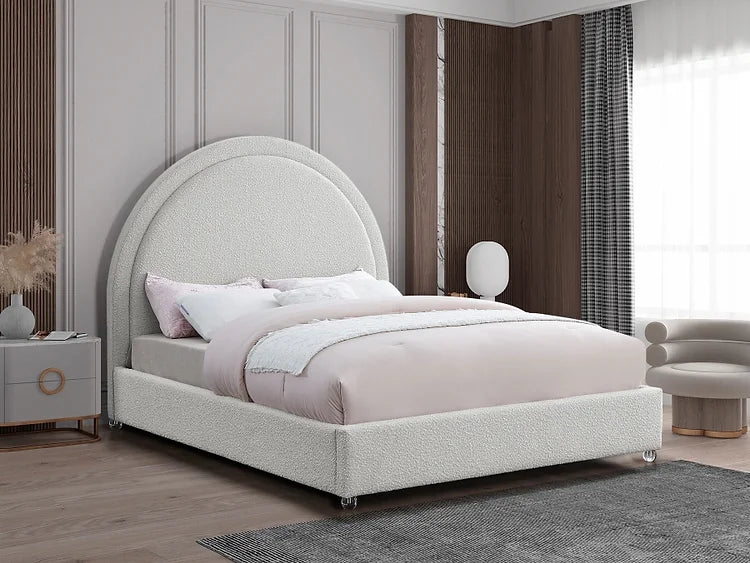 Modern Contemporary Platform Bed Boucle Fabric