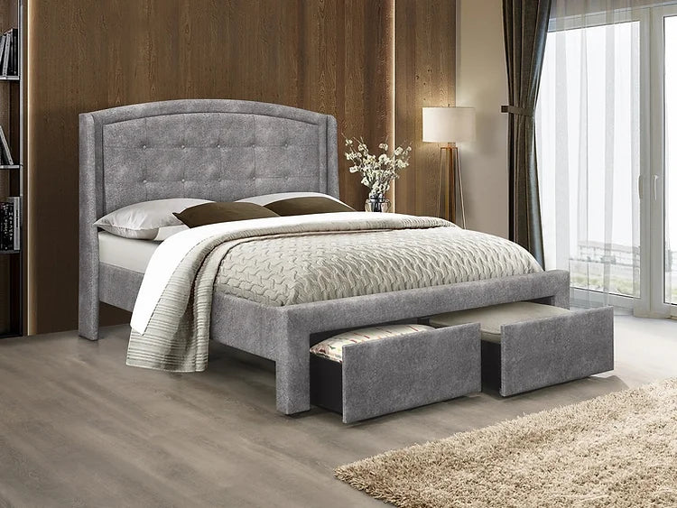 Urban Sleek 2-Drawer Buttoned Platform Bed