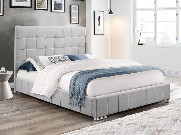 Grey Fabric King and Queen Size Bed