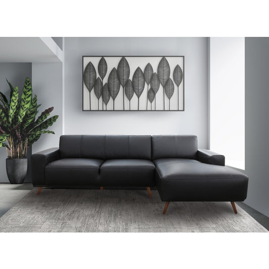 2-piece Sectional with Right Side Chaise, Top-Grain Leather