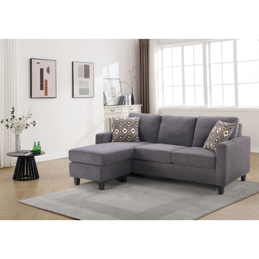 Grey Reversible Sofa Chaise with Drop-Down Table & Two Pillows