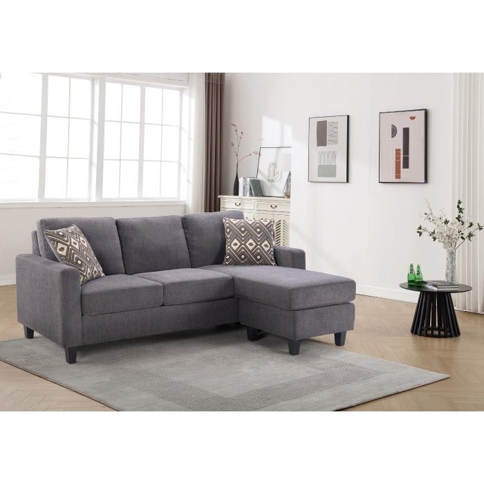 Grey Reversible Sofa Chaise with Drop-Down Table & Two Pillows