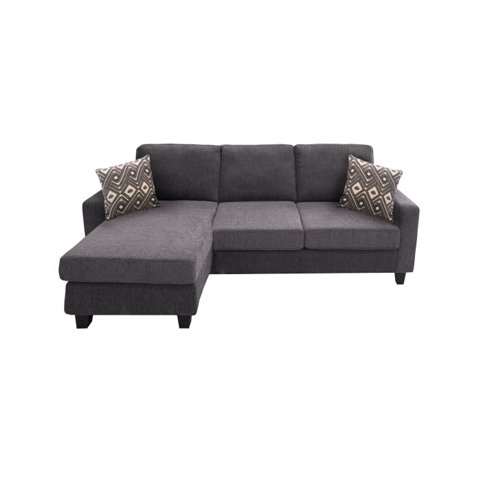 Grey Reversible Sofa Chaise with Drop-Down Table & Two Pillows