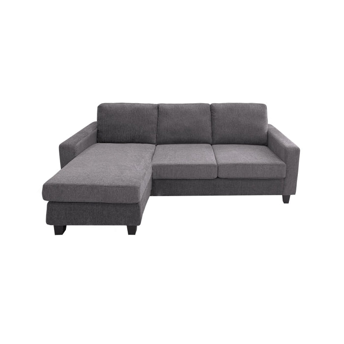 Grey Reversible Sofa Chaise with Drop-Down Table & Two Pillows