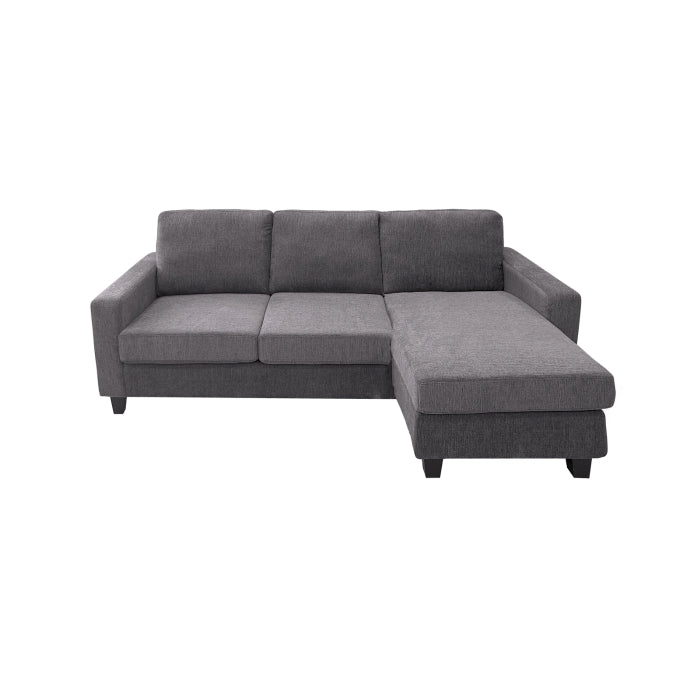 Grey Reversible Sofa Chaise with Drop-Down Table & Two Pillows