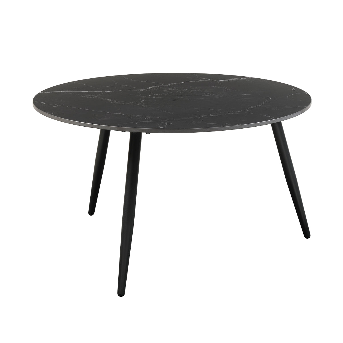 3-Piece Round Black Marble Sintered Stone Coffee Table Set EM-3697BK-31
