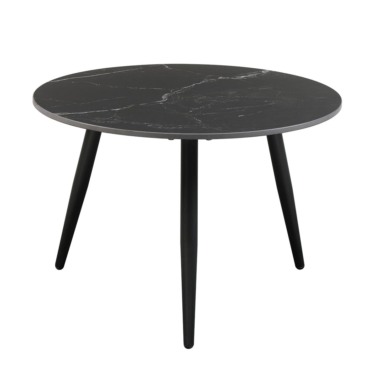 3-Piece Round Black Marble Sintered Stone Coffee Table Set EM-3697BK-31