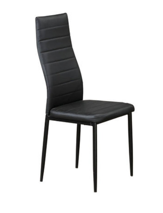 5 Piece Dining Set Round Glass Table Black base with 4 Chairs
