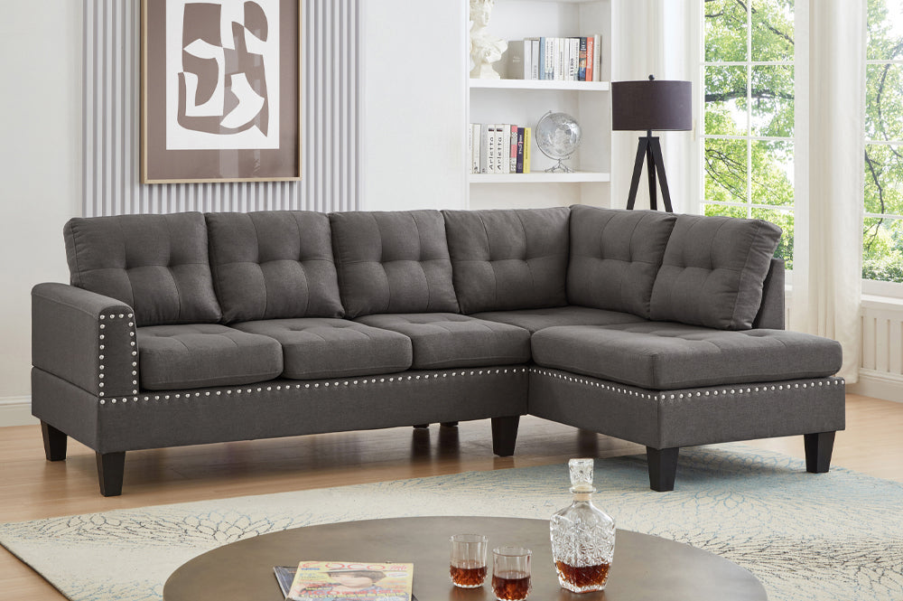Sofa Sectional 2 Piece Linen Fabric Left or Right Facing Chaise ES-1234