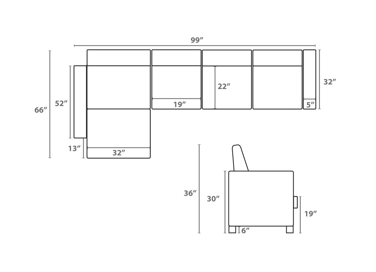Sofa Sectional 2 Piece Linen Fabric Left or Right Facing Chaise ES-1234