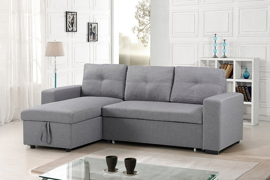 Grey Reversible Sectional Sofa Bed with a Large Lift up Storage