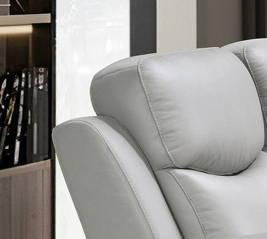 Light Grey Genuine Leather Match Recliner