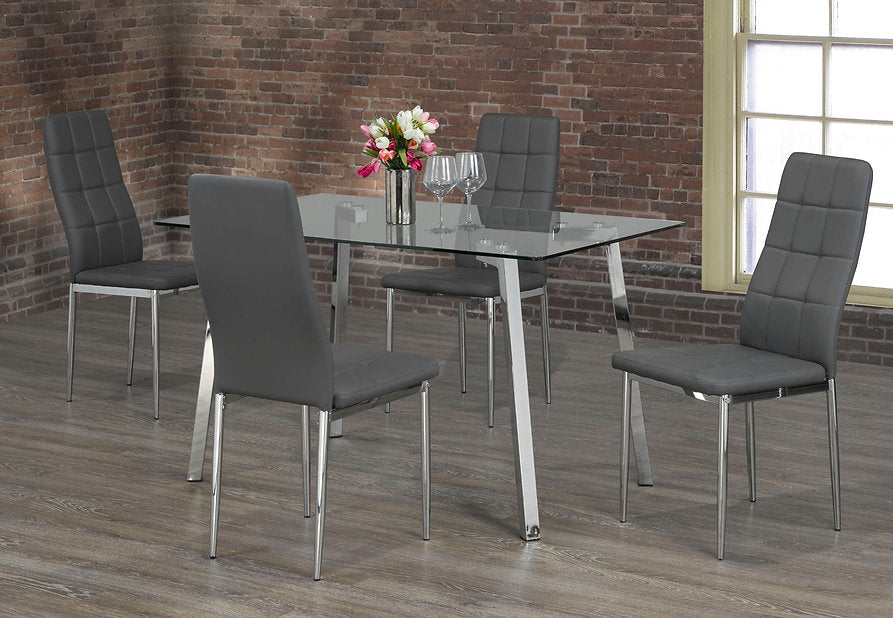 Dining Room Set 5PC Glass Top Chrome Legs ET-5065/EC-1770