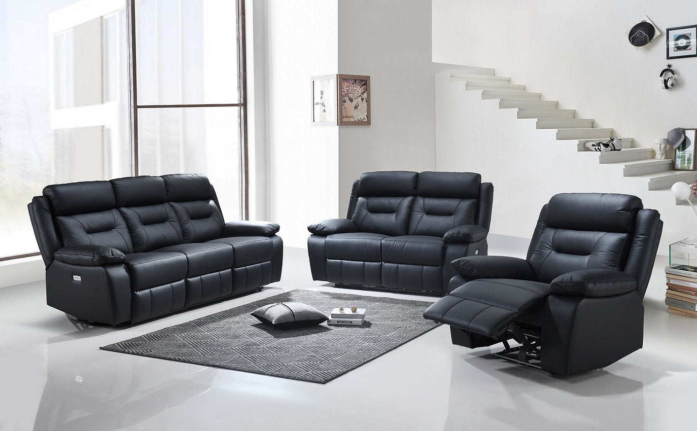 Recliner Set 3PC Leather Sofa, Love Seat & Chair Power Motion ERC-8110