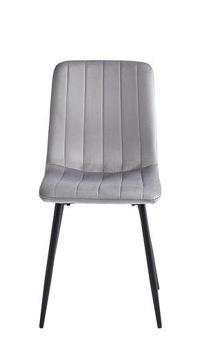 7-Piece Extension Marble Top With Black Steel Legs with Chairs Dark Grey Velvet with Stitching Details, Black Steel Legs.
