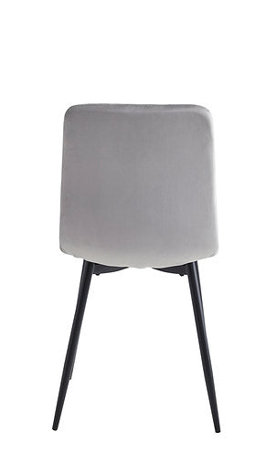 7-Piece Extension Marble Top With Black Steel Legs with Chairs Dark Grey Velvet with Stitching Details, Black Steel Legs.