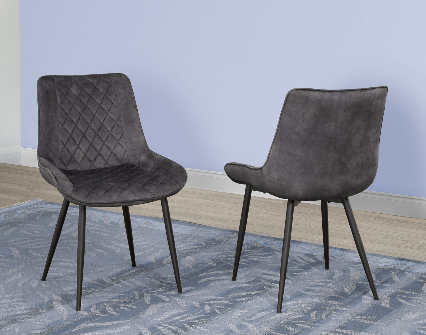 7-PIECE DINING SET -EXTENSION TABLE WITH 6 GREY CHAIRS