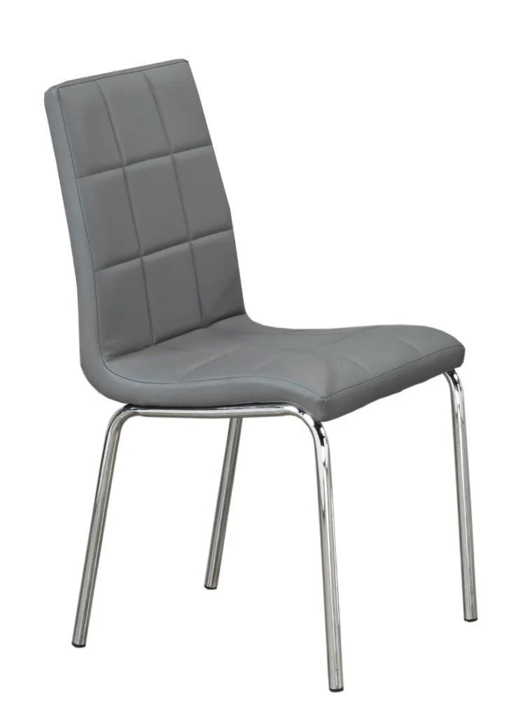 5-Round Glass Dining Set with Swiveled Chrome Legs and White Checkered Chairs