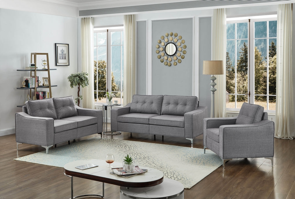 Sofa Set 3PC Sofa Love Chair Set Chrome Legs ESS 1000