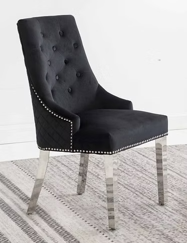 Dining Chair EC 002 Chrome Legs Lion Head Design Velvet Material