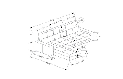 Sectional Sofa Bed With Left or Right Facing Chaise with Storage