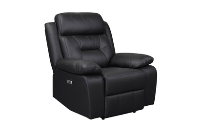 Laconia 3-Piece Black Leather Power Reclining Sofa Set