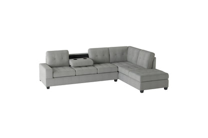 3-Piece Reversible Sectional with Drop-Down Cup Holders and Storage Ottoman