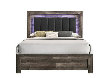 Bedroom Set Athens 5PC LED Headboard Solid Wood Finish EB-Athens