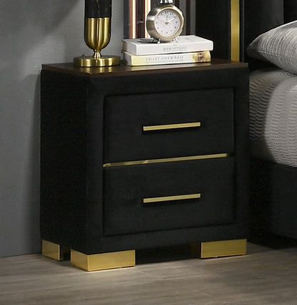 Bedroom Set 5Pc Velvet Finish With Gold Legs with LED Light ED-MADISON