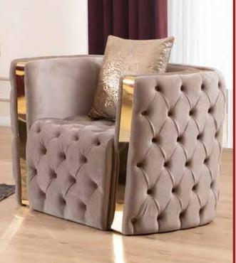 Living Room Sofa Set 3PC Velvet With Gold Finish ESS-NAOMI