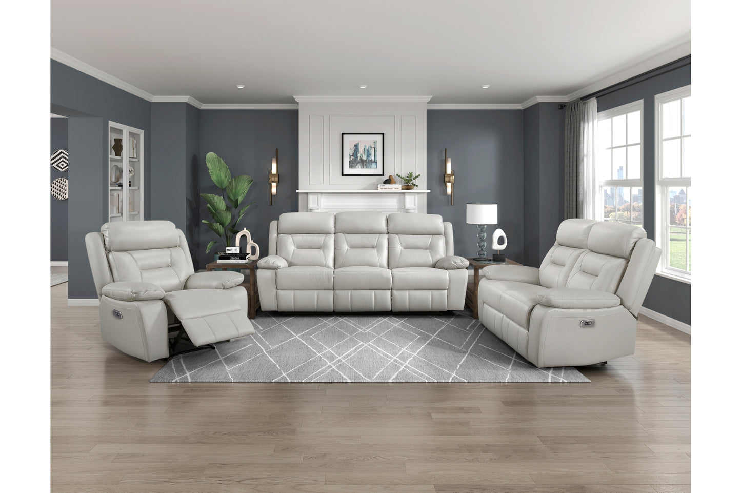 3-Piece Set Silver Power Reclining