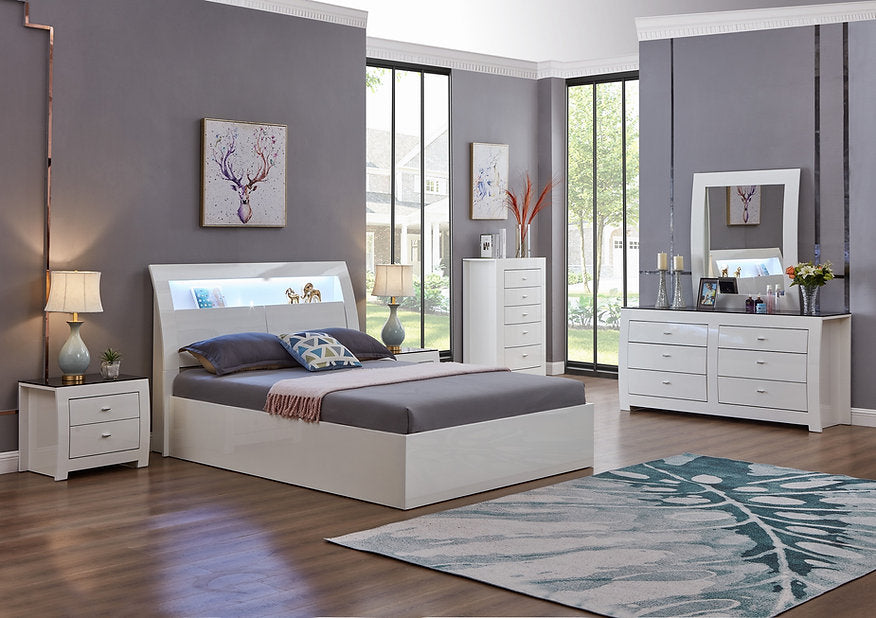 Bedroom Set 5PC High Gloss With Underbed Storage EB-BARCELONA