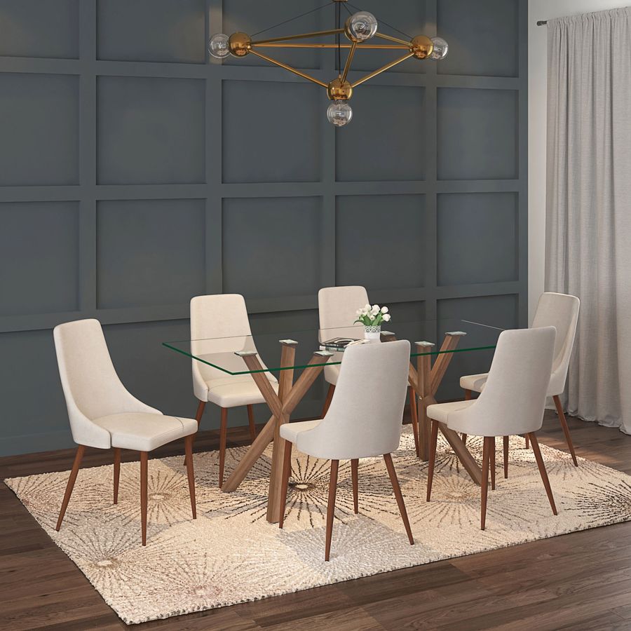 Eagle-ANA SC 7-Piece Set in Walnut with Beige chair