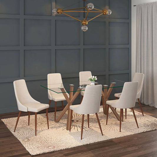 Eagle-ANA SC 7-Piece Set in Walnut with Beige chair