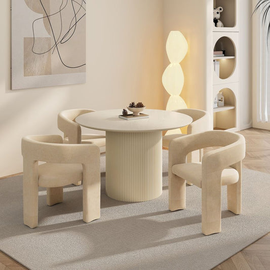EG-Tovas /Amara 5pc Dining Set - Ivory Table with Beige Chair