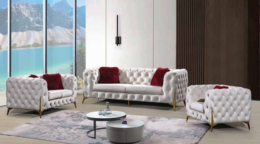 Sofa Set 3PC Velvet With Gold Metal Legs ESS-MODERNO