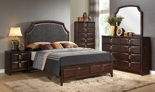 Bedroom Set 5PC Wood Finish With Storage Drawers EB-NINA