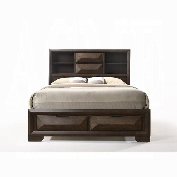 Bedroom Set 5PC Wood Finish With Storage Drawers LED Headboard EB-LAURA