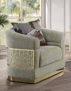 Sofa Set 3PC Fabric Material With Gold Metal Accents ESS-ALANA