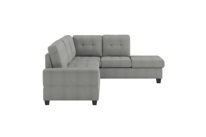 3-Piece Reversible Sectional with Drop-Down Cup Holders and Storage Ottoman