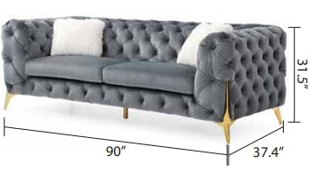 Sofa Set 3PC Velvet With Gold Metal Legs ESS-MODERNO