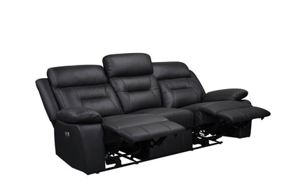 Laconia 3-Piece Black Leather Power Reclining Sofa Set