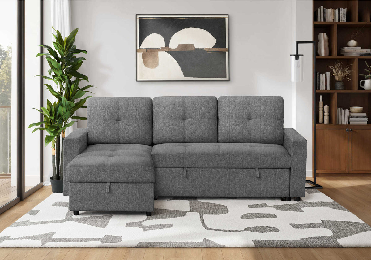 Sectional Sofa Bed With Left or Right Facing Chaise with Storage
