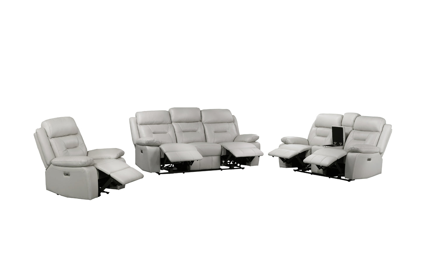 3-Piece Set Silver Power Reclining